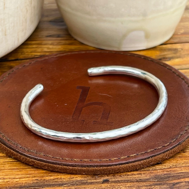 Sterling Silver Hammered Hollow Cuff
