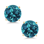 14K Yellow Gold Round 5MM Gemstone Birthstone Stud Earrings | Gold Earrings For Women Men