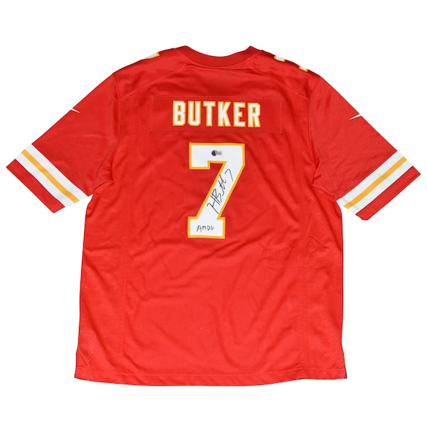 Harrison Butker Autographed Kansas City Chiefs #7 Red Nike Jersey Beckett