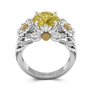 Nature Daisy Engagement Ring Women Yellow Round