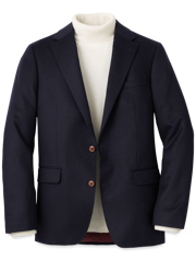 Cashmere Single Breasted Notch Lapel Sport Coat - Navy