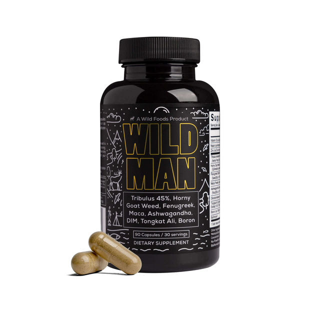Wild Man: Herbal Mineral Hormone Stack For Men - Tribulus, Tongkat Ali, Boron, Niacin, Zinc, D3, and more