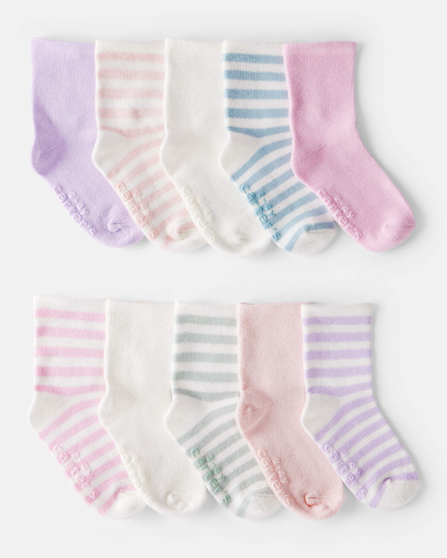 Toddler Girl 10-Pack Striped Crew Socks