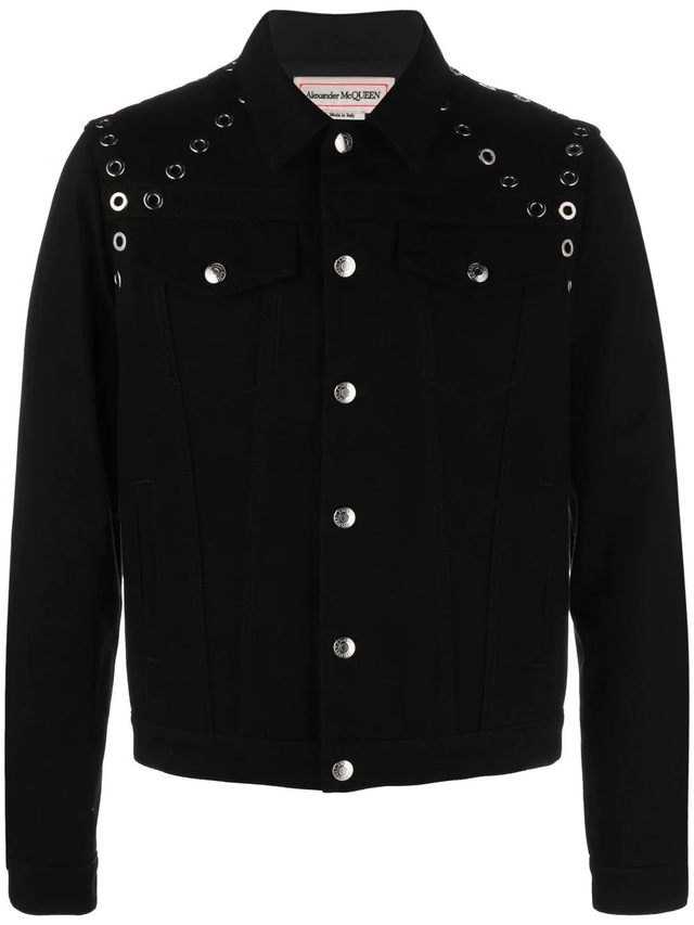 ALEXANDER MCQUEEN Eyelet Denim Jacket Black
