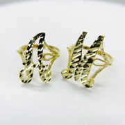 Nugget Ring Personalized Cursive Initial Letter Diamond Cut Ring