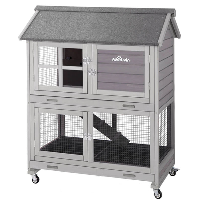 Aivituvin-AIR15 Outdoor Rabbit Hutch | Wire Bottom Rabbit Cage (Inner Space 9.6ft²)