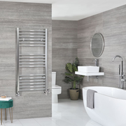 Milano Kent Dual Fuel - Chrome Curved Heated Towel Rail - Choice of Size