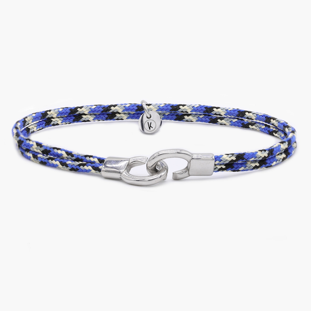 Double Sailing Cord Bracelet With Silver Lock (Multicolors)