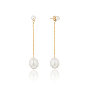 Gold Large and Small Pearl Drop Stud Earrings