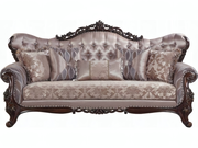 Acme Furniture Benbek Fabric Antique Oak Beige Upholstered Sofa