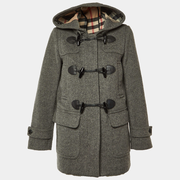 Burberry Brit Grey Wool Hooded Toggle Coat M