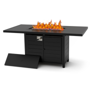Pizzello Passione - 62.5" Aluminum Propane Fire Pit Table 50,000 BTU Outdoor Rectangular Dining Table