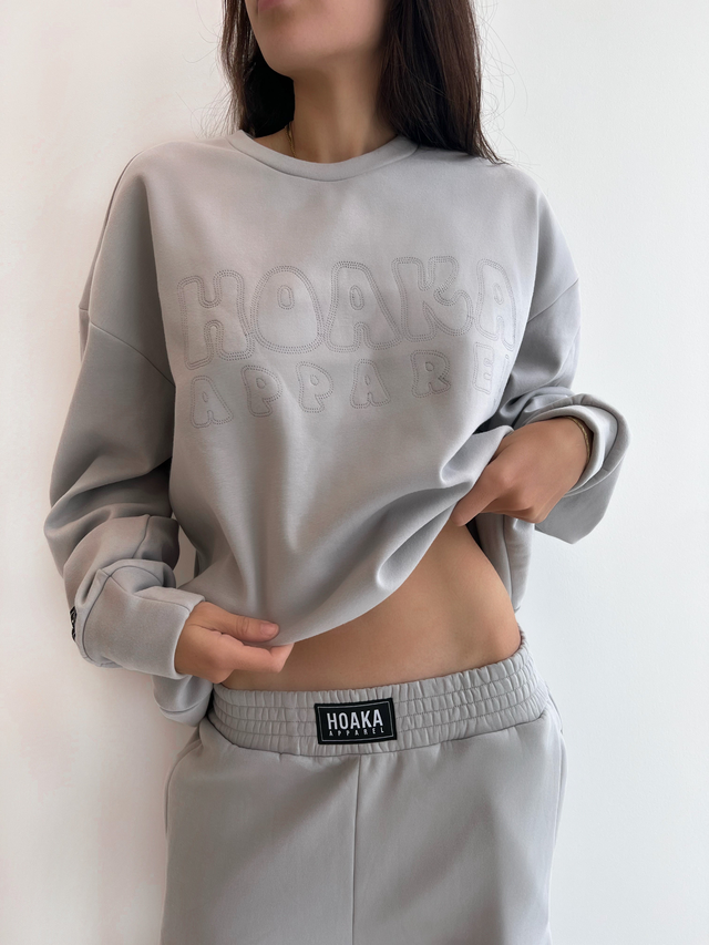 Grey Comfy Crew Neck Sweatshirt