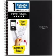 Five Star® Wirebound Notebook Plus Study App, 1 Subject, College Ruled