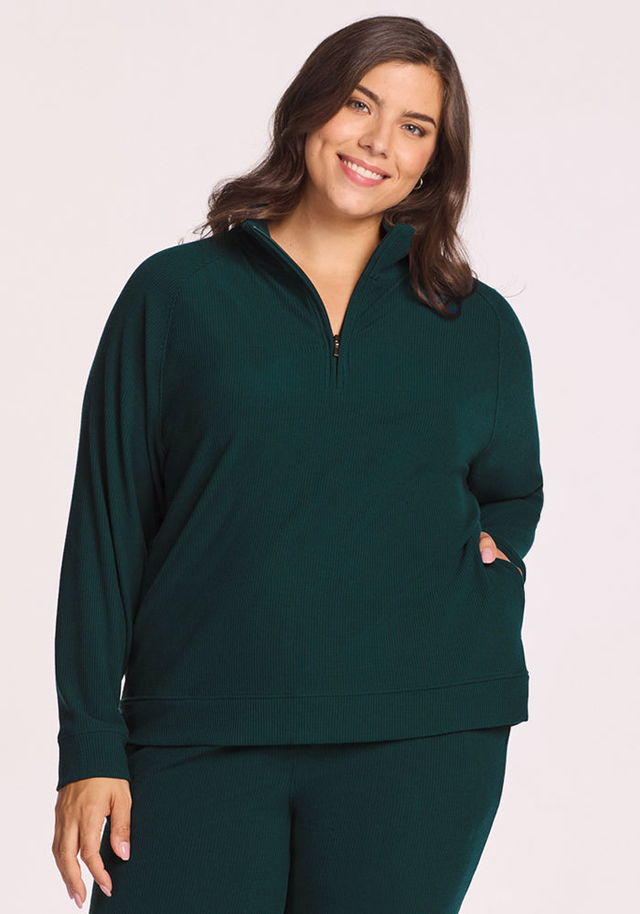 Quinn Ribbed 1/4 Zip - Deep Timber