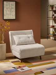 Haru Single 1 Seater Sofa Bed in Off White Natural Pax Boucle