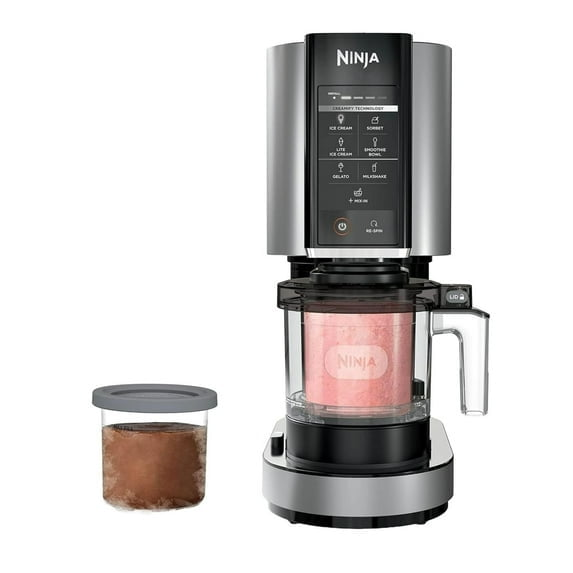Restored Ninja NC301 CREAMi Ice Cream Maker 7 OneTouch Silver With 3 Pint Containers with Lids (Refurbished)