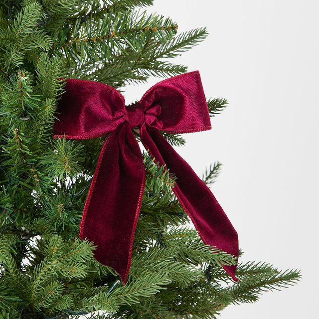 Large Velvet Bow Clip Set Of 4 - Deep Red