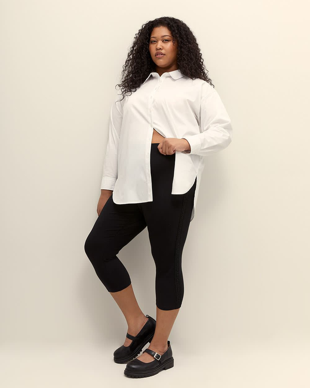 Black Capri Legging with Side Crochet Band - PENN. Essentials