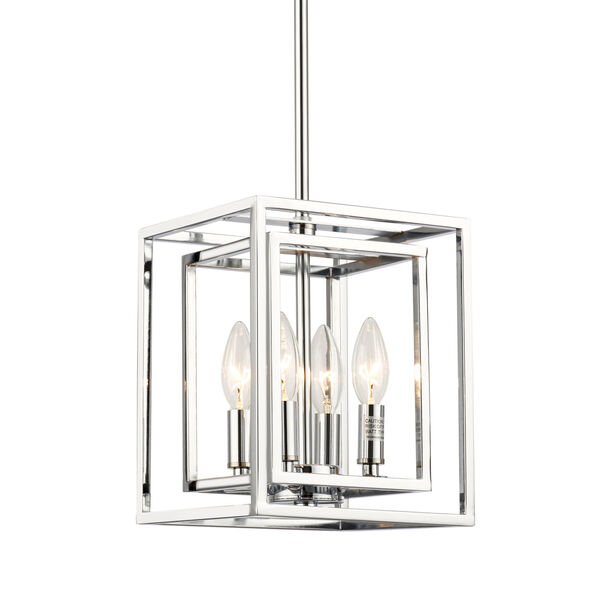 Elight Polished Chrome Eight-Inch Four-Light Rectangular Pendant