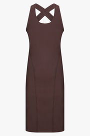 Cross Back S/Less Midi Dress | Brown