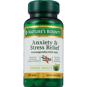Nature's Bounty Anxiety & Stress Relief Ashwagandha KSM-66* Tablets, 50 CT