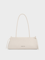 Meringue White Bow Elongated Trapeze Shoulder Bag | CHARLES & KEITH