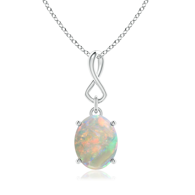 Oval Opal Dangle Pendant with Infinity Loop Bale