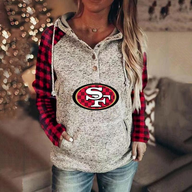 casual Plaid stitched print Hoodie