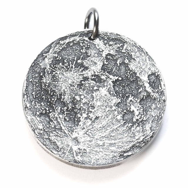 Silver Supermoon Necklace or Charm - Large 1.5 inches / 38 mm
