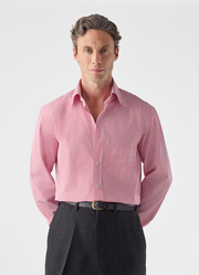 Fabian Poplin Turndown Collar Shirt - White/Red