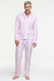 Mens Sugarplum Lattice Long Sleeve Polo Pajamas