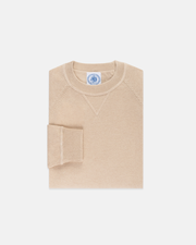 Tan Cotton/Wool Crewneck Sweatshirt - Trim Fit