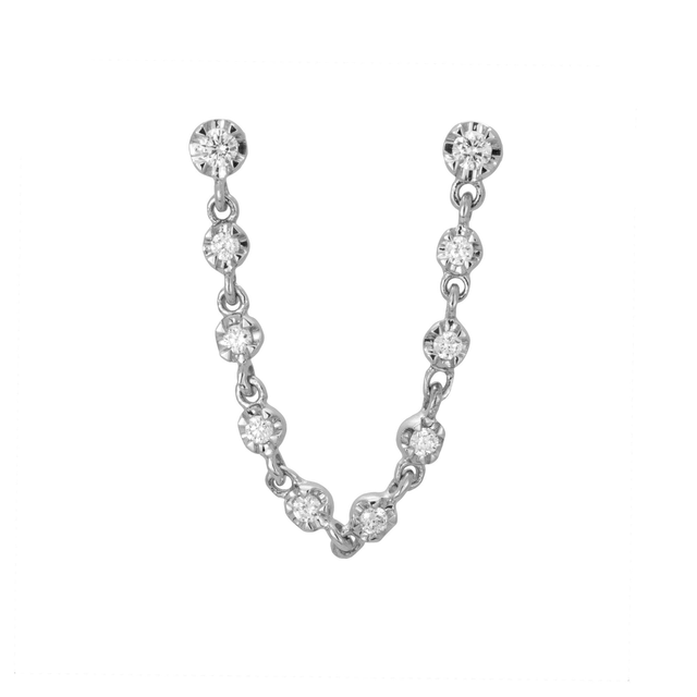 Mini Double Diamond Studs With Diamond Chain