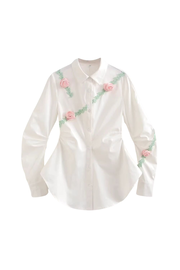 'Layla'  3D Flower - Embellished Lace Waist Shirt