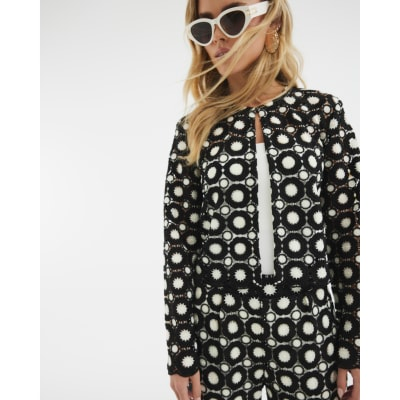 Petite Black Crochet Short Jacket