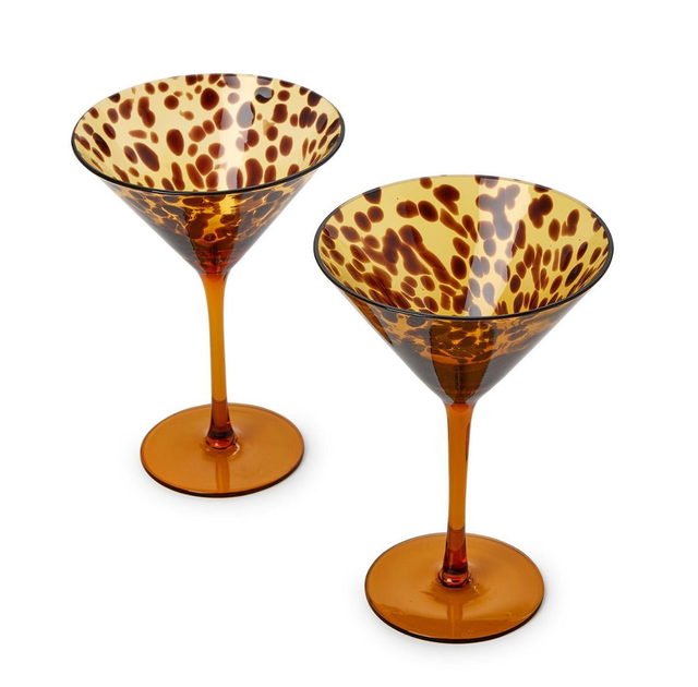 Tortoise Print Martini Glasses Set Of Two