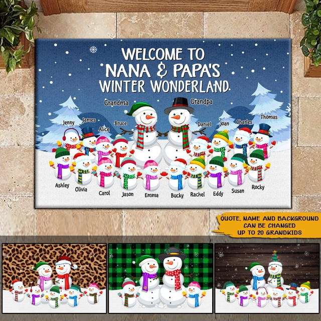 Grandparents Christmas Custom Doormat Grandma & Grandpa's Winter Wonderland Personalized Gift