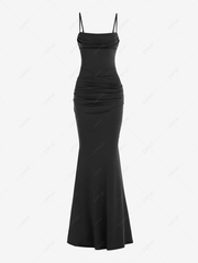 Ruched Cowl Front Boning Draped Mermaid Cami Maxi Dress