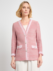 Heritage Fringe Trim Melange Knit Jacket - True Fit