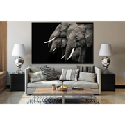 Three Elephants On Black Background №SL874 Ready to Hang Canvas Print