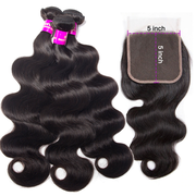 Tuneful Body Wave Human Hair 3 Bundles With 5x5 Closure 100% Remy Human Hair