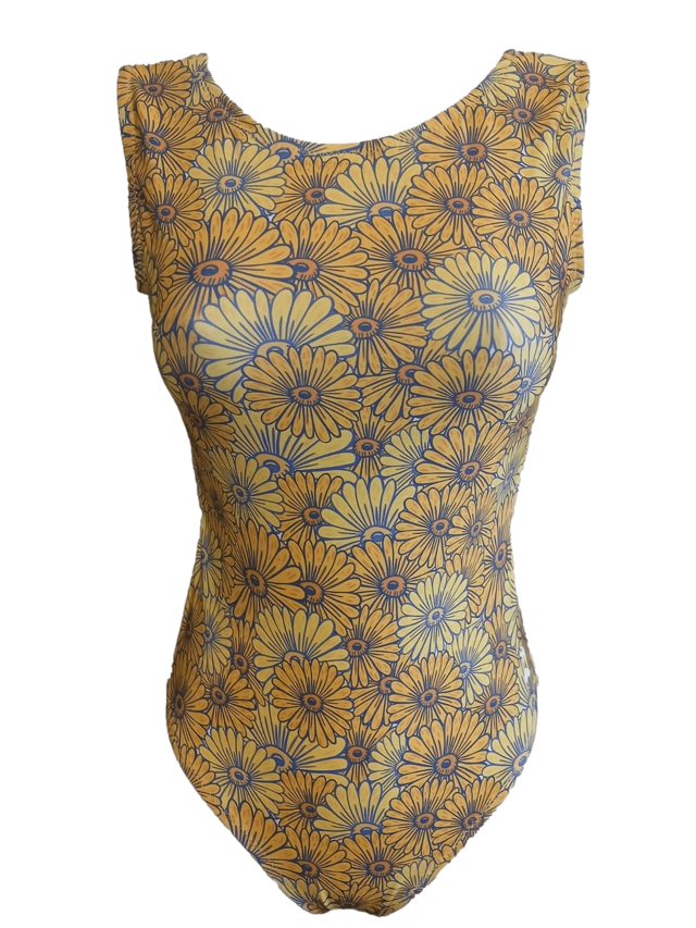 Sunflower Gymnastics Leotard - Foxy's Open-Back Dance Leo - Made in USA