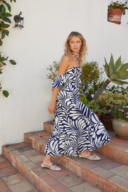 Ophelia Midi Dress - Navy White