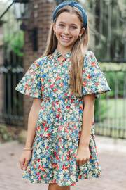 Girls: The Stephanie Emerald Floral Babydoll Dress