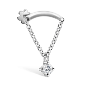 Prong Set Diamond Drape Threaded Stud Earring