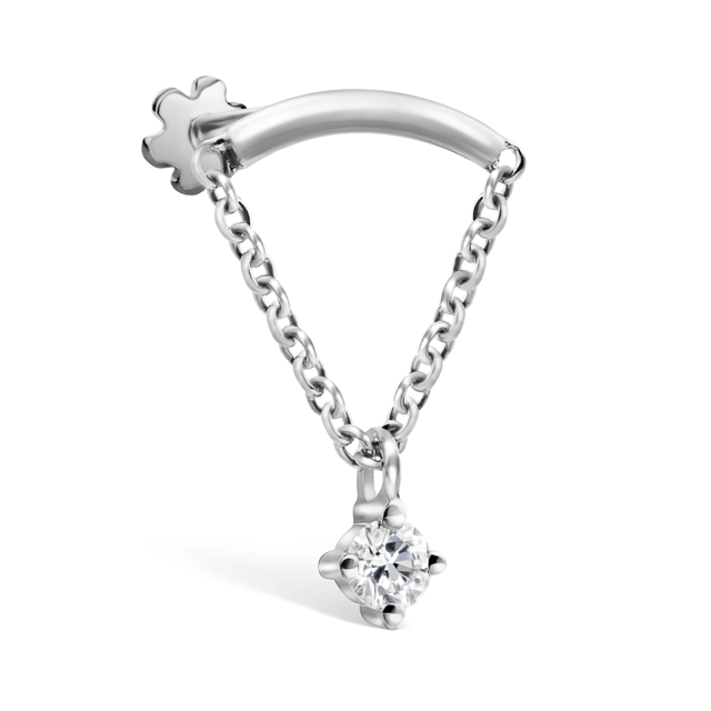 Prong Set Diamond Drape Threaded Stud Earring