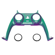 eXtremeRate Replacement Decorative Trim Shell with Accent Rings Compatible with PS5 Controller BDM-010/020/030/040/050 - Chameleon Green Purple