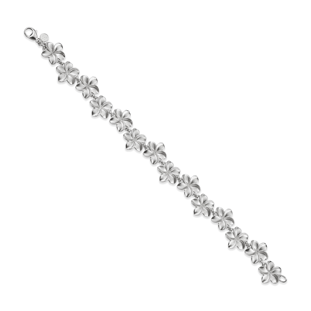 7.75-8" Plumeria Bracelet in Sterling Silver - 13mm