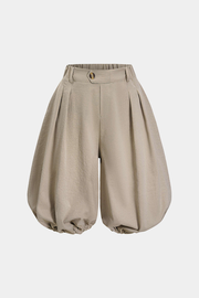 Solid Ruched Lantern Shorts